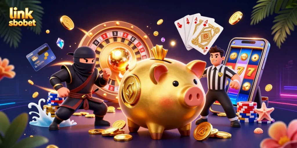 Experience thrilling betting with link sbobet through dynamic sports betting scenes featuring vibrant 3D characters.