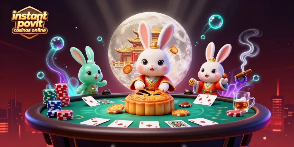 Engage with instant payout casinos online through playful 3D cartoon rabbit imagery.