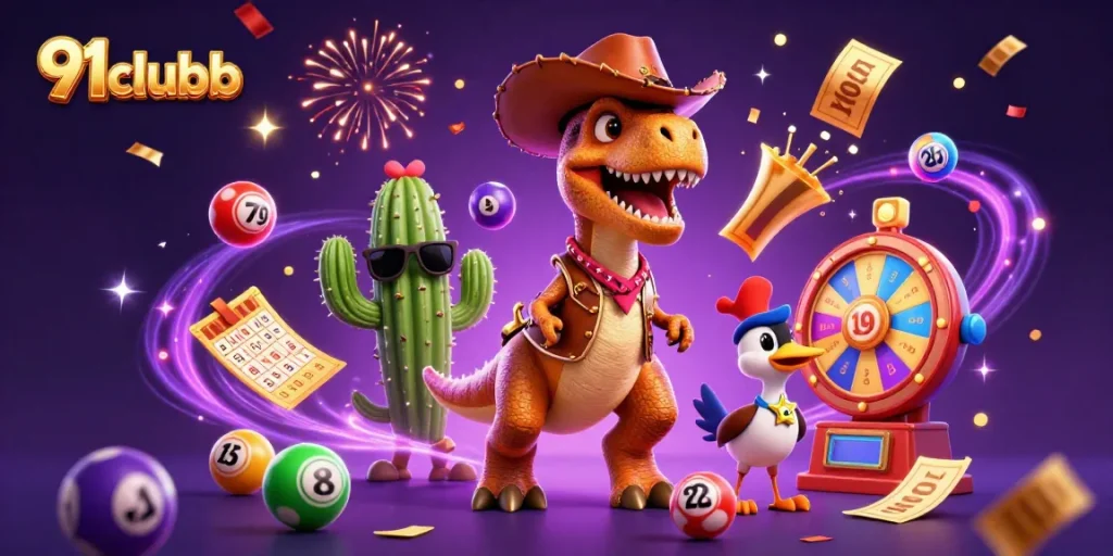 Win big with 91clubb's dynamic gaming experience featuring vibrant colors and engaging characters.