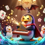 Join the excitement of sunwin with a dynamic 3D scene featuring gambling symbols and animated characters.