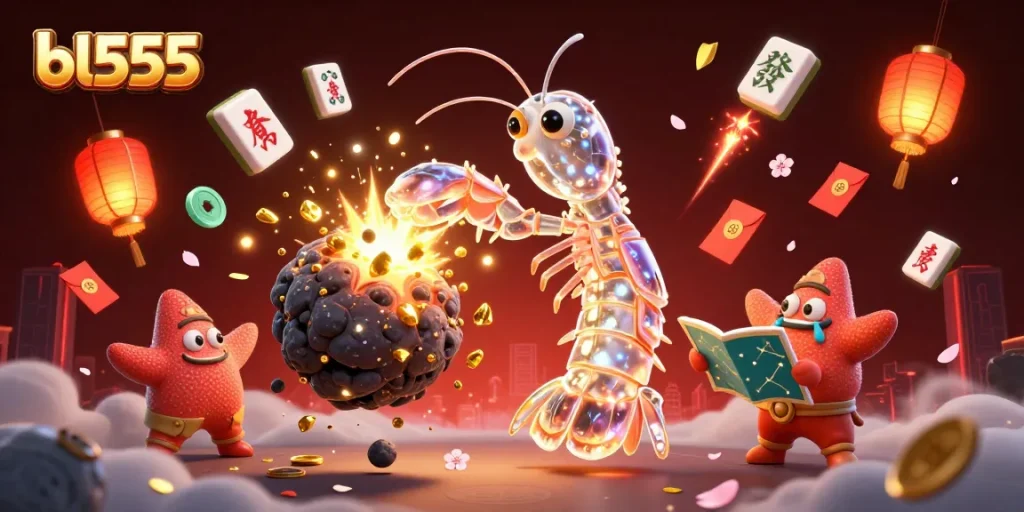 Experience thrilling gameplay at BL555 with a vibrant scene of a galactic samurai and marine elements.