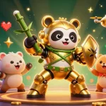 Red88 showcases an exhilarating live casino scene with a panda mech-suit pilot, surrounded by colorful arcade elements.