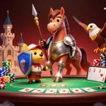 Spin the reels of fortune at kk55's vibrant gaming scene with knights and poker elements.