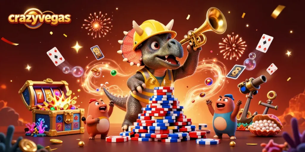 Celebrate big wins with crazyvegas in this vibrant jackpot scene featuring dynamic casino elements.