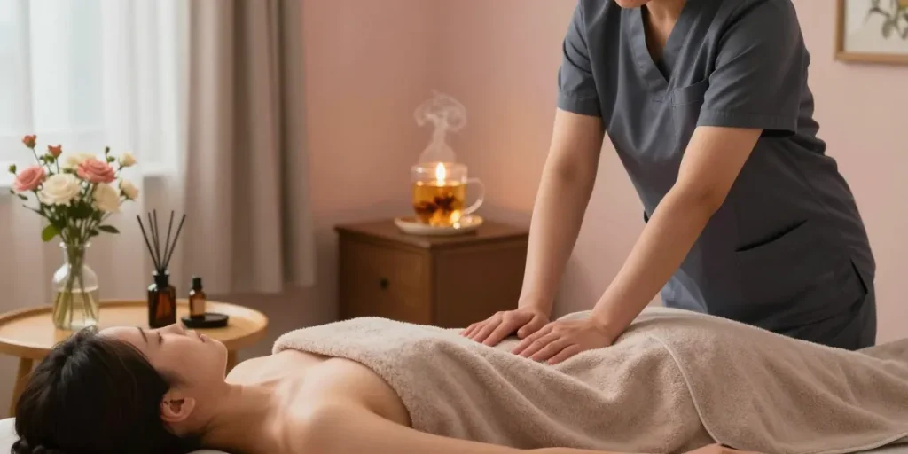 Experience 도봉구출장마사지 in a serene home environment with a professional therapist creating a soothing atmosphere.