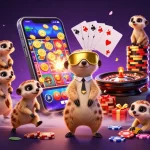 Permainan kasino yang mengasyikkan dengan meerkat di atas, tema whywesellmore yang penuh warna.