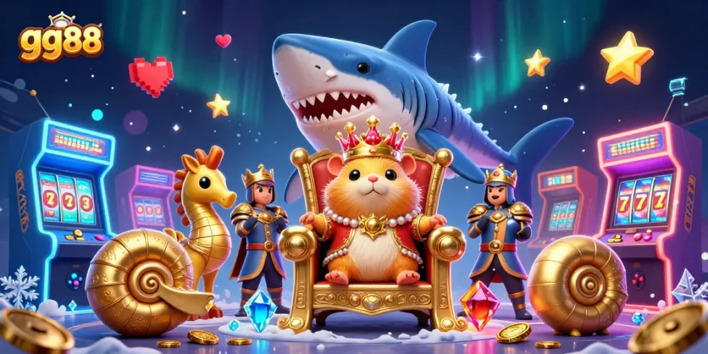 Engage with gg88's exhilarating casino games, featuring a vibrant underwater scene packed with action.