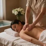 Experience a soothing 의왕출장안마 massage therapy session in a tranquil spa setup.